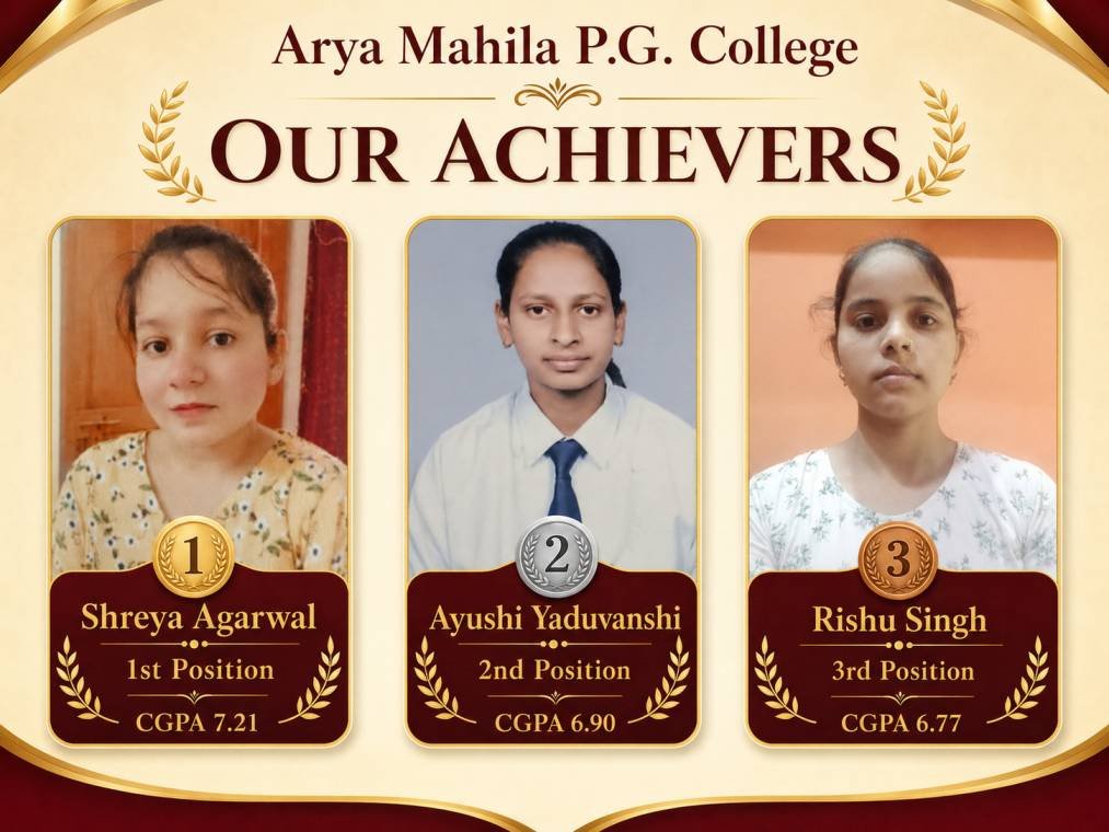 आर्य महिला स्नातकोत्तर महाविद्यालय, शाहजहाँपुर बी.कॉम. अंतिम वर्ष का शत-प्रतिशत परिणाम, श्रेया अग्रवाल ने किया टॉप